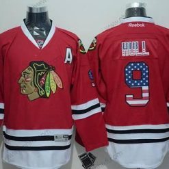 Chicago Blackhawks #9 Bobby Hull USA Flag Punainen Paita – Miesten