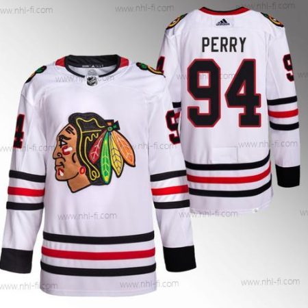 Chicago Blackhawks #94 Corey Perry Valkoinen Ommeltu Jääkiekko Paita – Miesten