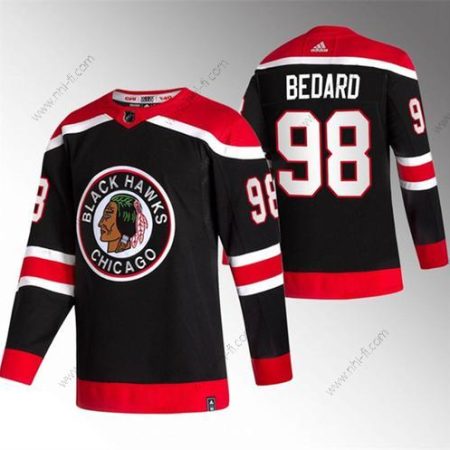 Chicago Blackhawks #98 Connor Bedard Musta Ommeltu Jääkiekko Paita – Miesten