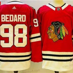 Chicago Blackhawks #98 Connor Bedard Punainen Musta Ommeltu Paita – Nuoret