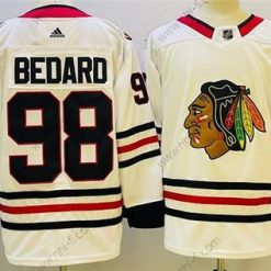 Chicago Blackhawks #98 Connor Bedard Valkoinen Musta Ommeltu Paita – Miesten