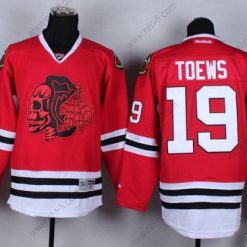 Chicago Blackhawks Punainen #19 Jonathan Toews With Skulls Paita – Miesten