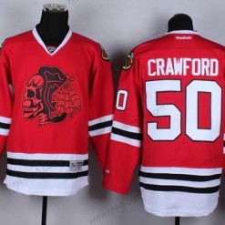 Chicago Blackhawks Punainen #50 Corey Crawford With Skulls Paita – Miesten