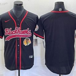 Chicago Blackhawks Tyhjä Musta Cool Base Ommeltu Baseball Paita – Miesten