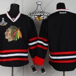 Chicago Blackhawks Tyhjä Musta Paita W/2015 Stanley Cup Champion Patch – Lasten