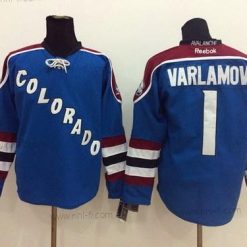 Colorado Avalanche #1 Semyon Varlamov Sininen Vieras Paita – Miesten