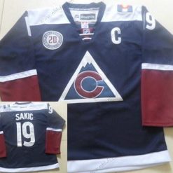 Colorado Avalanche #19 Joe Sakic Reebok Laivastonsininen Sininen 20Th Vaihtopaita Premier Paita – Miesten