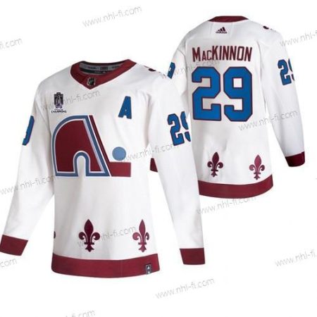 Colorado Avalanche #29 Nathan Mackinnon 2022 Valkoinen Stanley Cup Champions Patch Ommeltu Paita – Miesten