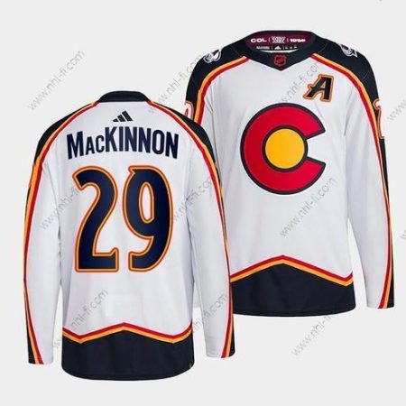 Colorado Avalanche #29 Nathan Mackinnon Valkoinen 2022-23 Käänteinen Retro Ommeltu Paita – Miesten