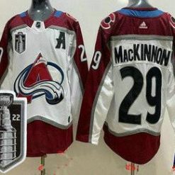 Colorado Avalanche #29 Nathan Mackinnon Valkoinen 2022 Stanley Cup Ommeltu Paita – Miesten