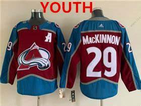 Colorado Avalanche #29 Punainen Nathan Mackinnon With A Ptach Ommeltu Paita – Nuoret