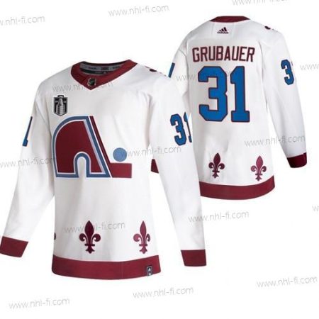 Colorado Avalanche #31 Philipp Grubauer Valkoinen 2022 Stanley Cup Final Patch Käänteinen Retro Ommeltu Paita – Miesten