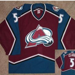 Colorado Avalanche #5 Brett Clark Punainen Sininen Game Worn Reebok Paita – Miesten