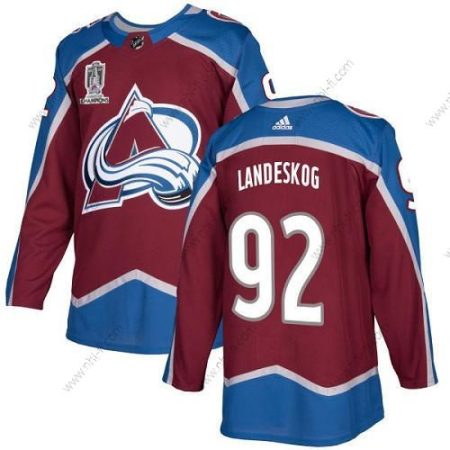 Colorado Avalanche #92 Gabriel Landeskog 2022 Punainen Sininen Stanley Cup Champions Patch Ommeltu Paita – Miesten