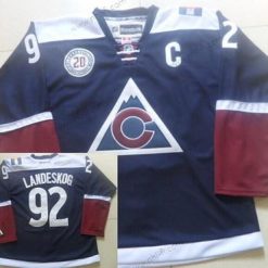 Colorado Avalanche #92 Gabriel Landeskog Reebok Laivastonsininen Sininen 20Th Vaihtopaita Premier Paita – Miesten