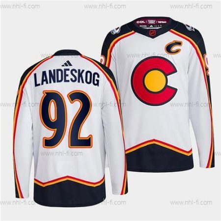 Colorado Avalanche #92 Gabriel Landeskog Valkoinen 2022-23 Käänteinen Retro Ommeltu Paita – Miesten