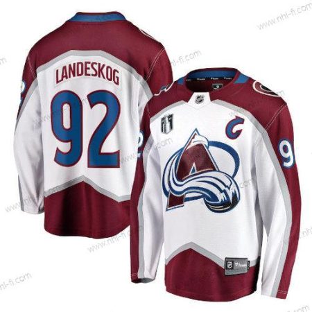 Colorado Avalanche #92 Gabriel Landeskog Valkoinen 2022 Stanley Cup Final Patch Ommeltu Paita – Miesten