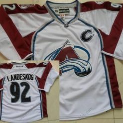 Colorado Avalanche #92 Gabriel Landeskog Valkoinen Paita – Miesten