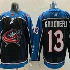 Columbus Blue Jackets #13 Johnny Gaudreau Musta 2022 Käänteinen Retro Ommeltu Paita – Miesten