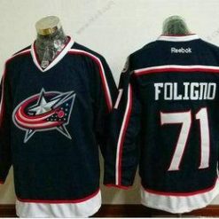 Columbus Blue Jackets #71 Nick Foligno Laivastonsininen Sininen Kotiottelu Ommeltu NHL Reebok Jääkiekko Paita – Miesten