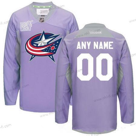 Columbus Blue Jackets Räätälöidyt Violetti Pinkki Reebok Jääkiekko Taistelee syöpää vastaan Harjoitus Paita – Miesten