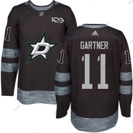 Dallas Stars #11 Mike Gartner Musta 1917-2017 100th Vuosipäivä Ommeltu NHL Paita – Miesten