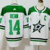 Dallas Stars #14 Jamie Benn Valkoinen C Patch 2017-2018 Jääkiekko Ommeltu NHL Paita – Miesten