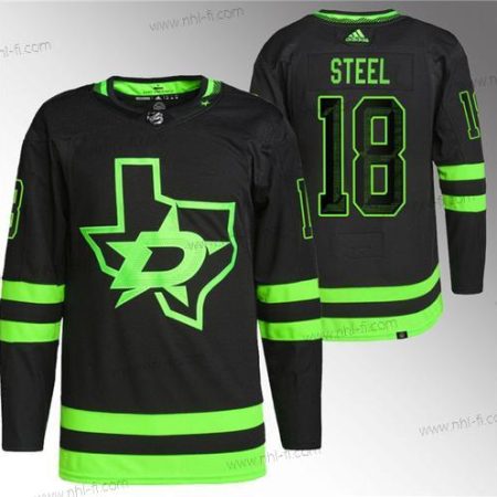 Dallas Stars #18 Sam Steel Musta Ommeltu Paita – Miesten