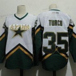 Dallas Stars #35 Marty Turco 2003 CCM Retro Vihreä Valkoinen Kotiottelu NHL Paita – Miesten