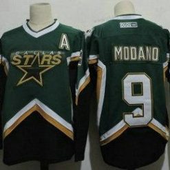 Dallas Stars #9 Mike Modano 2005 Vihreä CCM Ommeltu Vintage Jääkiekko Paita – Miesten