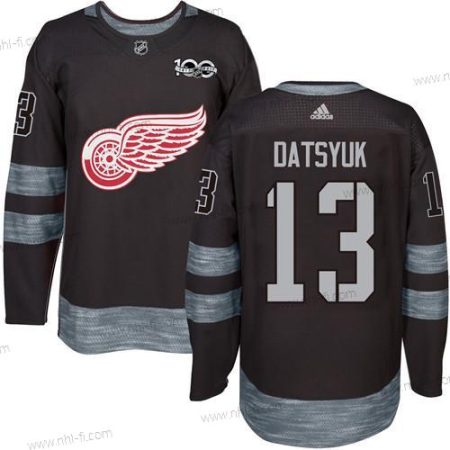 Detroit Red Wings #13 Pavel Datsyuk Musta 1917-2017 100th Vuosipäivä Ommeltu NHL Paita – Miesten