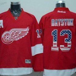 Detroit Red Wings #13 Pavel Datsyuk Punainen USA Flag Jääkiekko Paita – Miesten