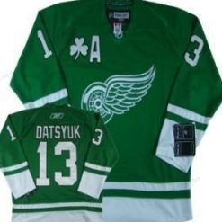 Detroit Red Wings #13 Pavel Datsyuk St. Patrick’S Day Vihreä Paita – Miesten