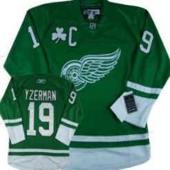 Detroit Red Wings #19 Steve Yzerman St. Patrick’S Day Vihreä Paita – Miesten