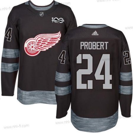 Detroit Red Wings #24 Bob Probert Musta 1917-2017 100th Vuosipäivä Ommeltu NHL Paita – Miesten