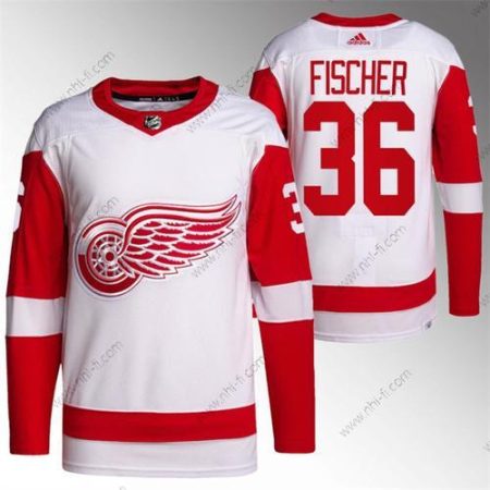 Detroit Red Wings #36 Christian Fischer Valkoinen Ommeltu Paita – Miesten