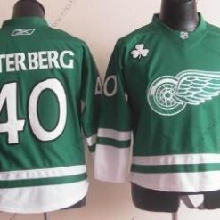 Detroit Red Wings #40 Henrik Zetterberg St. Patrick’S Day Vihreä Paita – Lasten