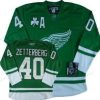 Detroit Red Wings #40 Henrik Zetterberg St. Patrick’S Day Vihreä Paita – Miesten