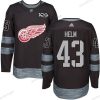 Detroit Red Wings #43 Darren Helm Musta 1917-2017 100th Vuosipäivä Ommeltu NHL Paita – Miesten