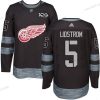 Detroit Red Wings #5 Nicklas Lidstrom Musta 1917-2017 100th Vuosipäivä Ommeltu NHL Paita – Miesten