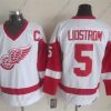 Detroit Red Wings #5 Nicklas Lidstrom Valkoinen CCM Vintage Paita – Miesten