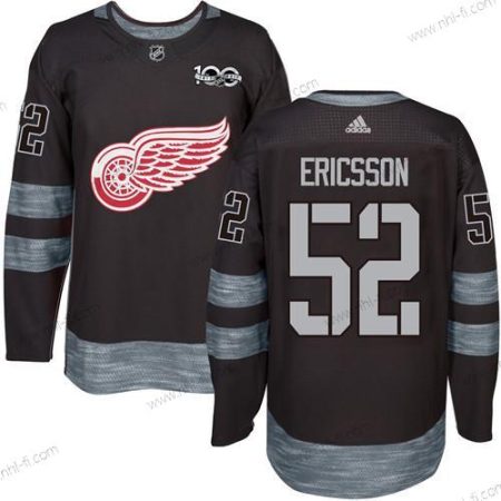 Detroit Red Wings #52 Jonathan Ericsson Musta 1917-2017 100th Vuosipäivä Ommeltu NHL Paita – Miesten