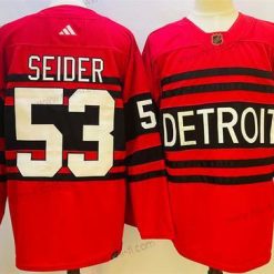 Detroit Red Wings #53 Moritz Seider Punainen 2022-23 Käänteinen Retro Ommeltu Paita – Miesten