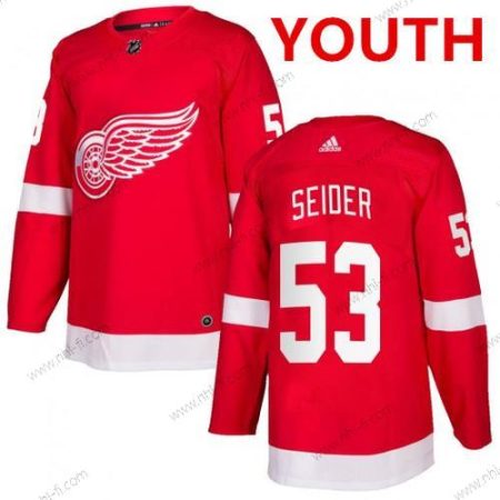 Detroit Red Wings #53 Moritz Seider Punainen Kotiottelu Jääkiekko Ommeltu NHL Paita – Nuoret