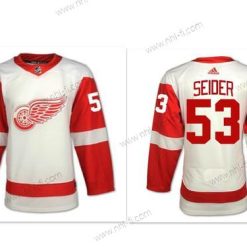 Detroit Red Wings #53 Moritz Seider Valkoinen Kolmas Jääkiekko Ommeltu NHL Paita – Miesten