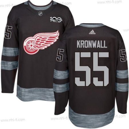 Detroit Red Wings #55 Niklas Kronwall Musta 1917-2017 100th Vuosipäivä Ommeltu NHL Paita – Miesten