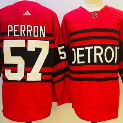 Detroit Red Wings #57 David Perron Punainen 2022-23 Käänteinen Retro Ommeltu Paita – Miesten