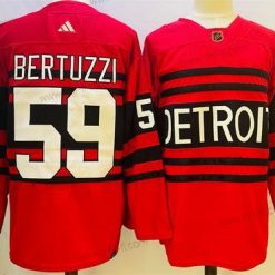 Detroit Red Wings #59 Tyler Bertuzzi Punainen 2022-23 Käänteinen Retro Ommeltu Paita – Miesten