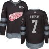 Detroit Red Wings #7 Ted Lindsay Musta 1917-2017 100th Vuosipäivä Ommeltu NHL Paita – Miesten