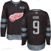 Detroit Red Wings #9 Gordie Howe Musta 1917-2017 100th Vuosipäivä Ommeltu NHL Paita – Miesten